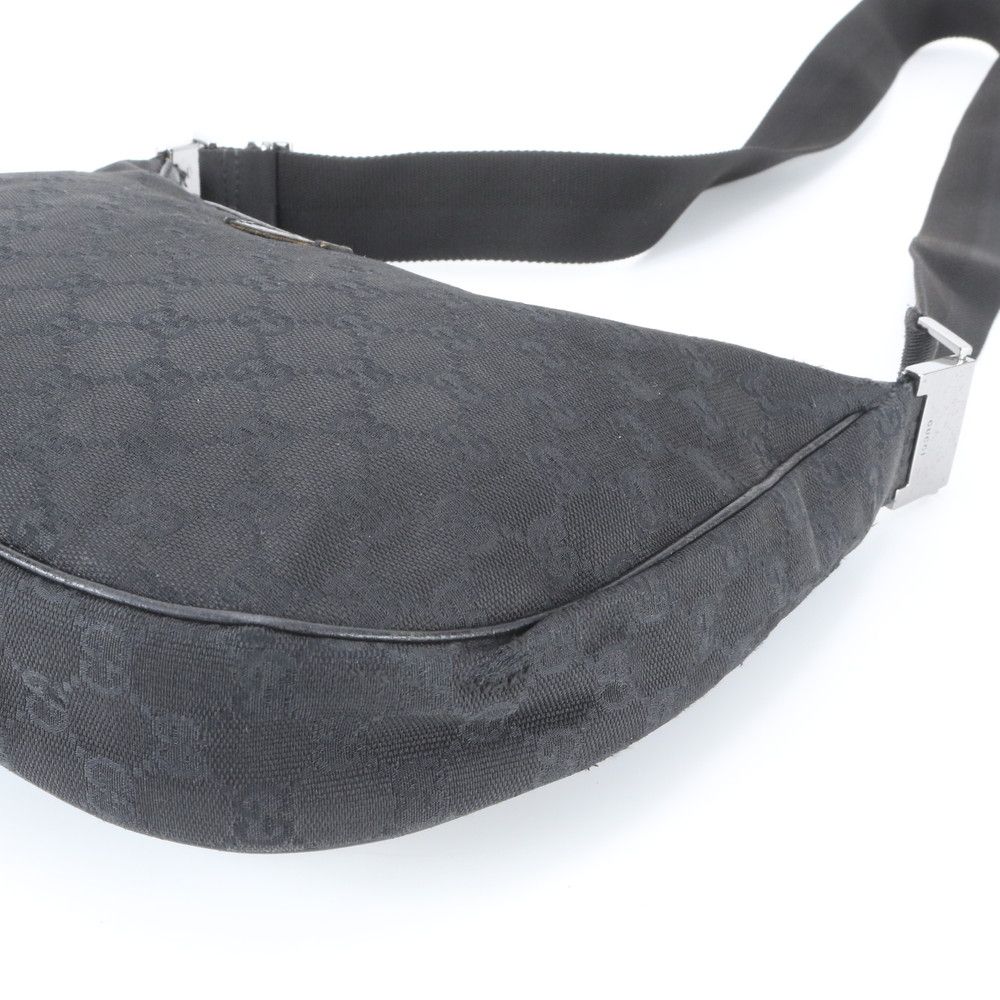 Gucci GG Canvas Leather Shoulder Bag Crossbody Hand Tote Black — view 4