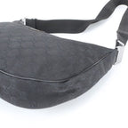 Gucci GG Canvas Leather Shoulder Bag Crossbody Hand Tote Black — view 4