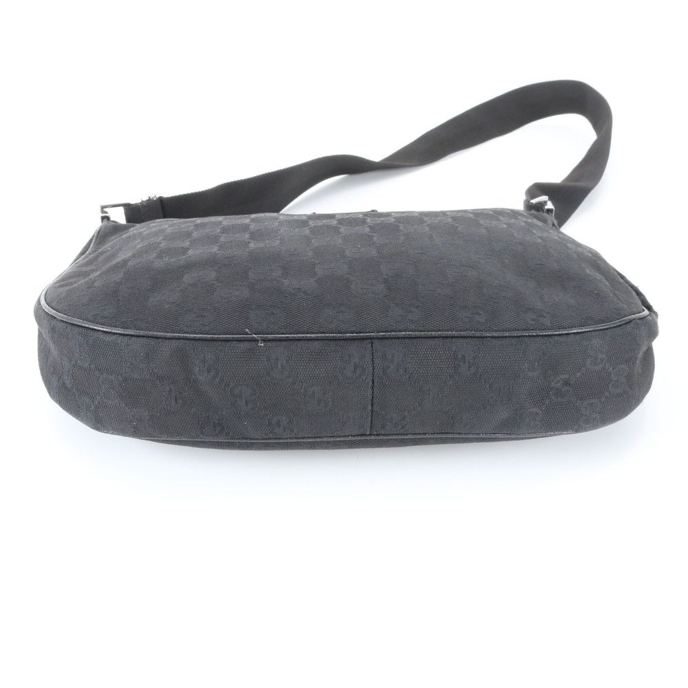 Gucci GG Canvas Leather Shoulder Bag Crossbody Hand Tote Black — view 5