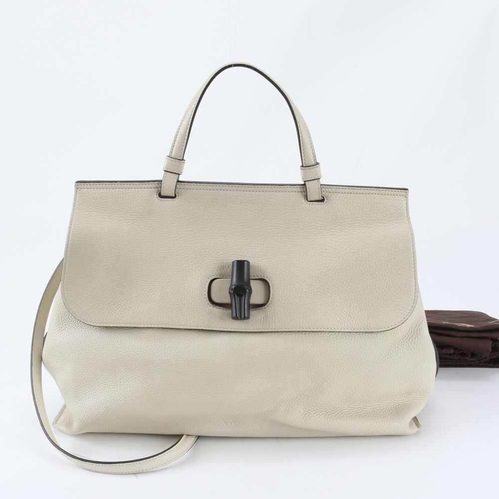 Gucci Bamboo Daily Leather 2-Way Shoulder Bag Crossbody Hand