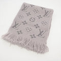 Louis Vuitton Monogram Echarpe Logo Mania Scarf Silk Fringe Gray