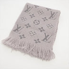 Louis Vuitton Monogram Echarpe Logo Mania Scarf Silk Fringe Gray