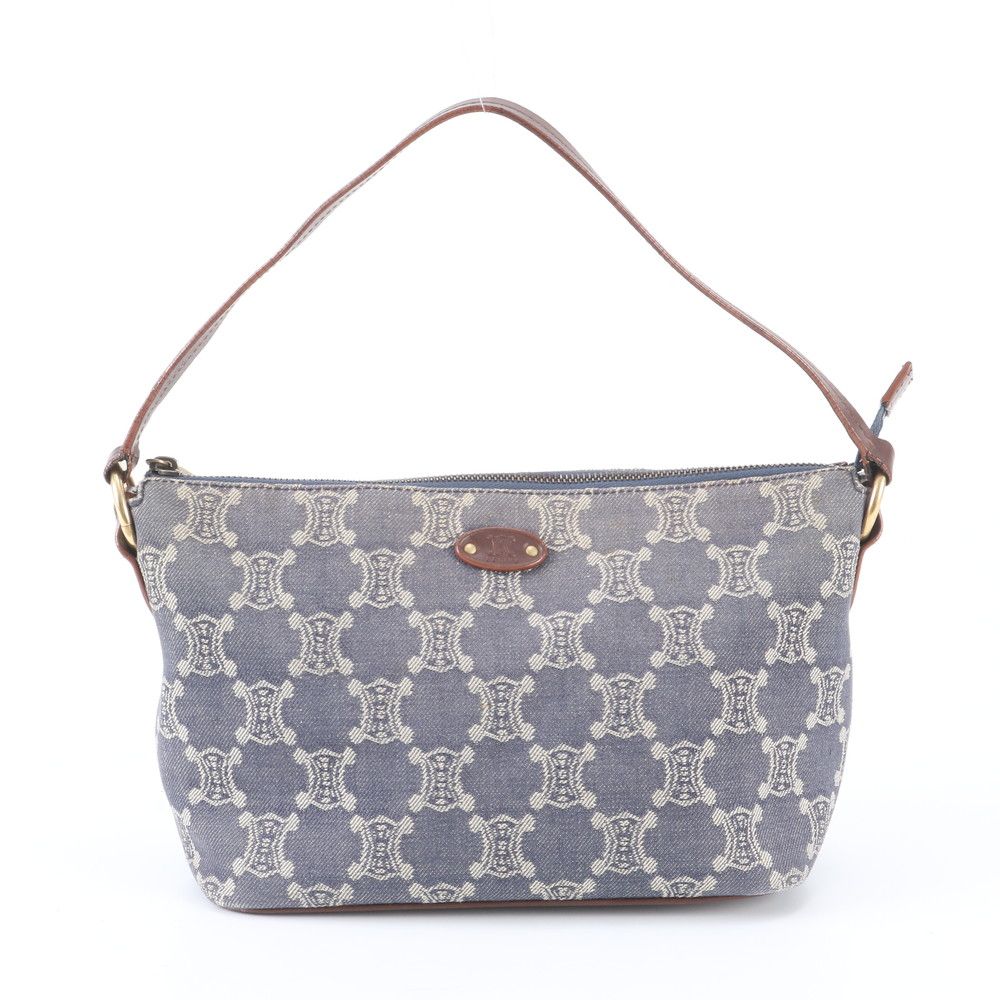 Celine Macadam Triomphe Leather Canvas Handbag Tote