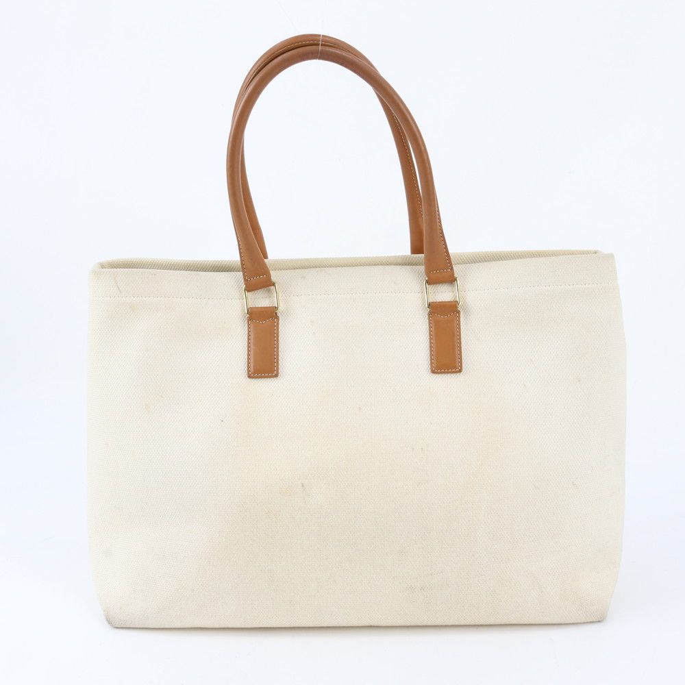 Celine Horizontal Cabas Leather Canvas Tote Shoulder Hand — view 3