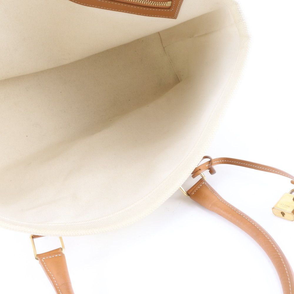 Celine Horizontal Cabas Leather Canvas Tote Shoulder Hand — view 8