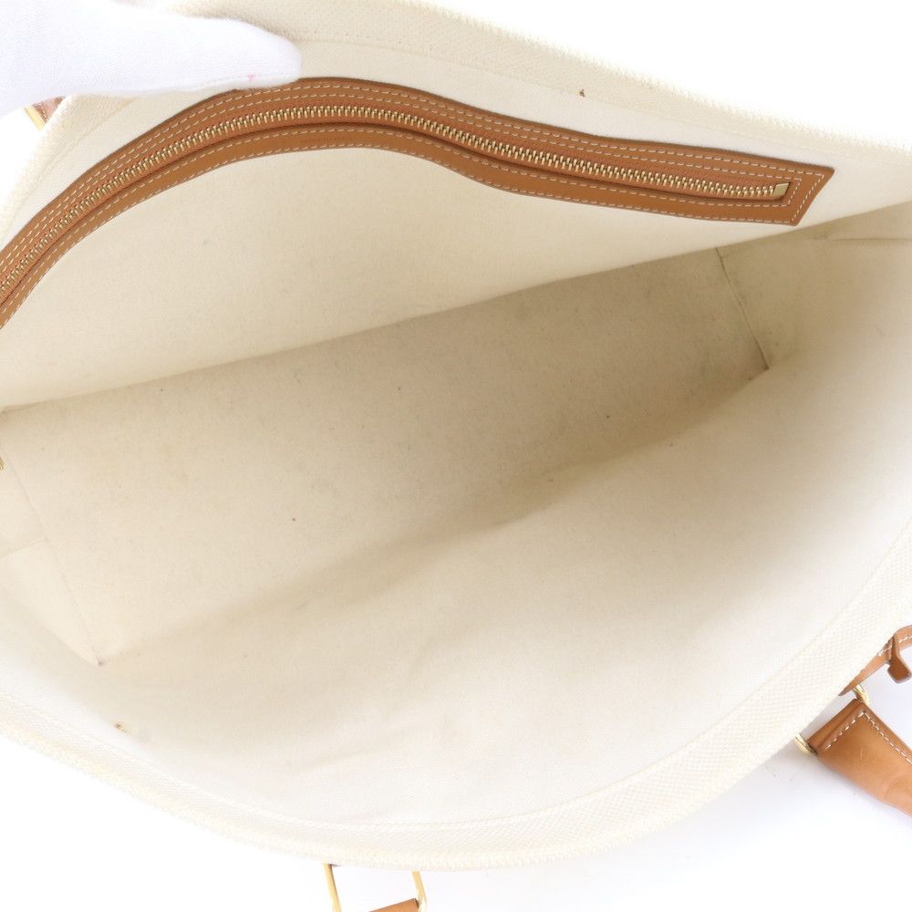 Celine Horizontal Cabas Leather Canvas Tote Shoulder Hand — view 9