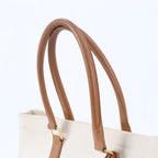 Celine Horizontal Cabas Leather Canvas Tote Shoulder Hand — view 2