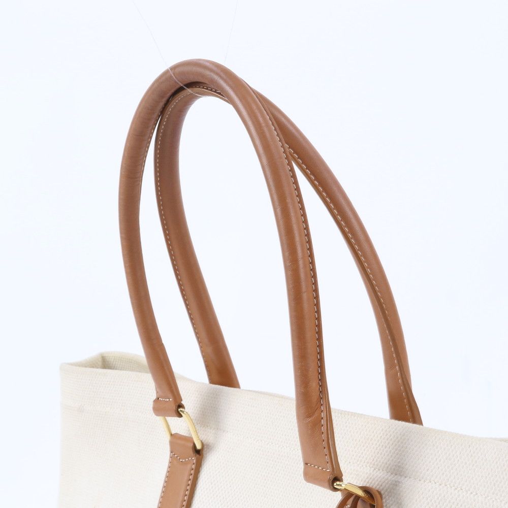 Celine Horizontal Cabas Leather Canvas Tote Shoulder Hand — view 2