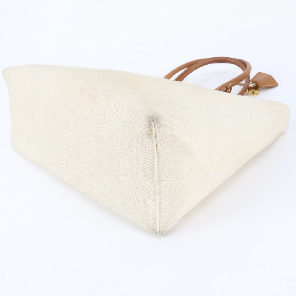 Celine Horizontal Cabas Leather Canvas Tote Shoulder Hand — view 6