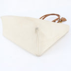 Celine Horizontal Cabas Leather Canvas Tote Shoulder Hand — view 6