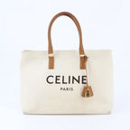 Celine Horizontal Cabas Leather Canvas Tote Shoulder Hand