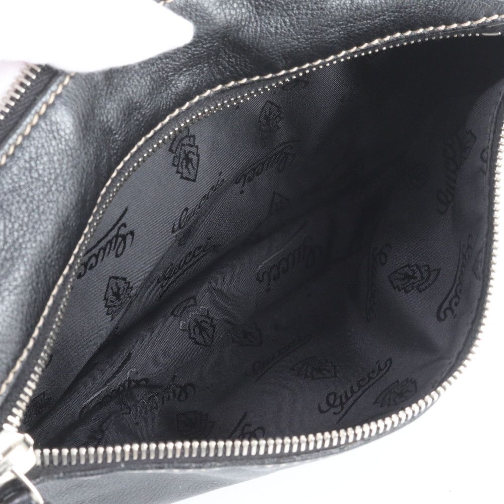 Gucci Crest Leather Shoulder Bag Crossbody Messenger Black — view 9