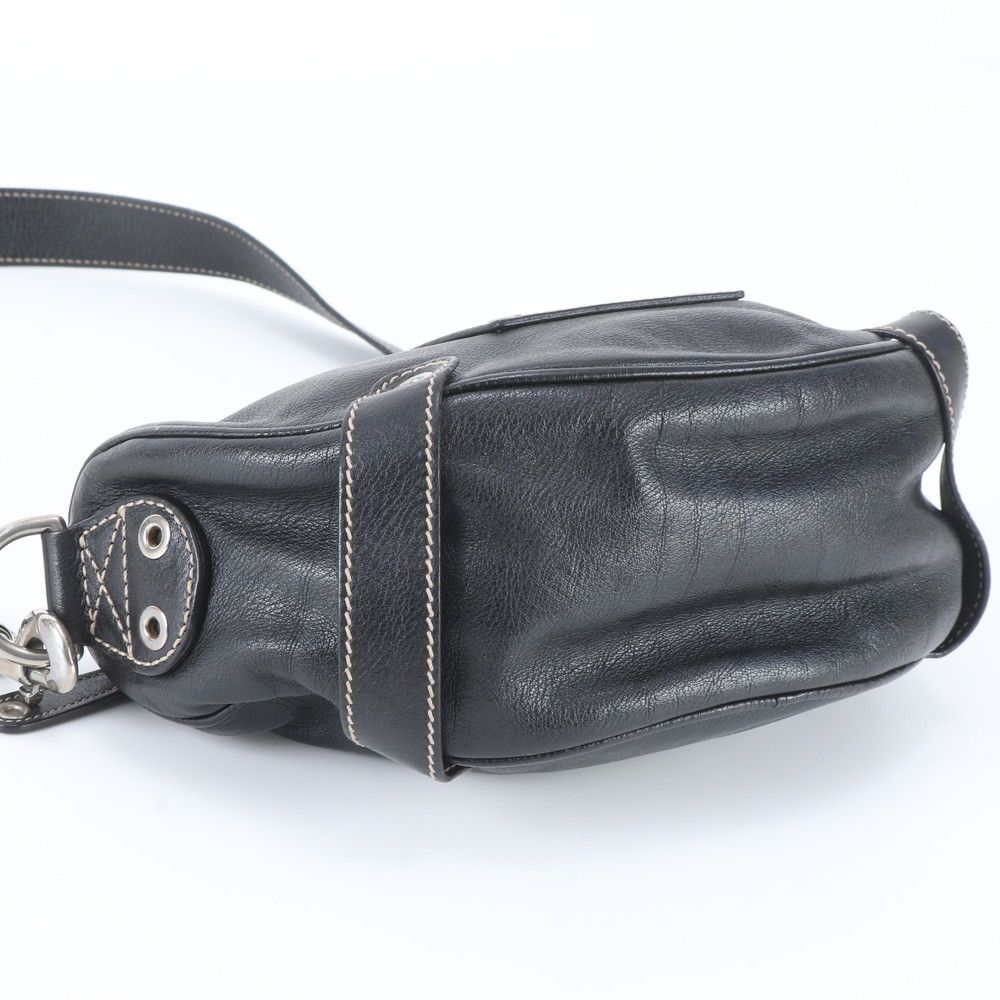 Gucci Crest Leather Shoulder Bag Crossbody Messenger Black — view 5