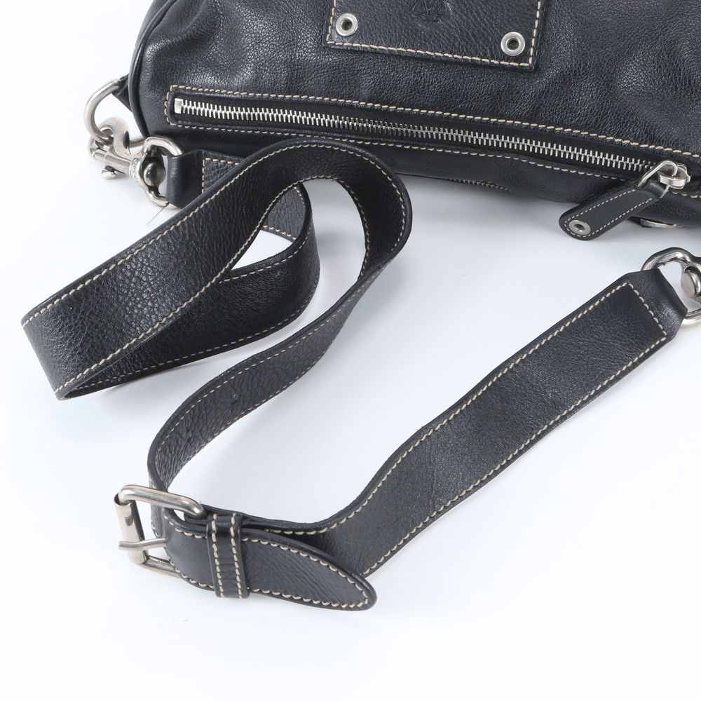 Gucci Crest Leather Shoulder Bag Crossbody Messenger Black — view 2