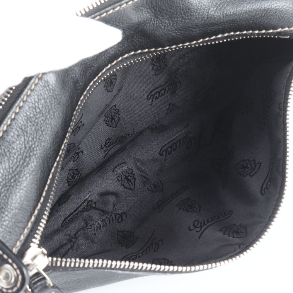 Gucci Crest Leather Shoulder Bag Crossbody Messenger Black — view 7