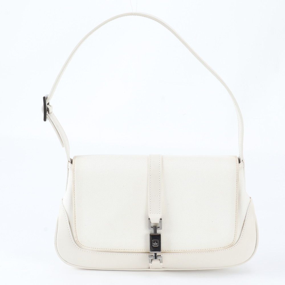 Gucci Jackie 001 Leather Canvas Shoulder Bag Hand