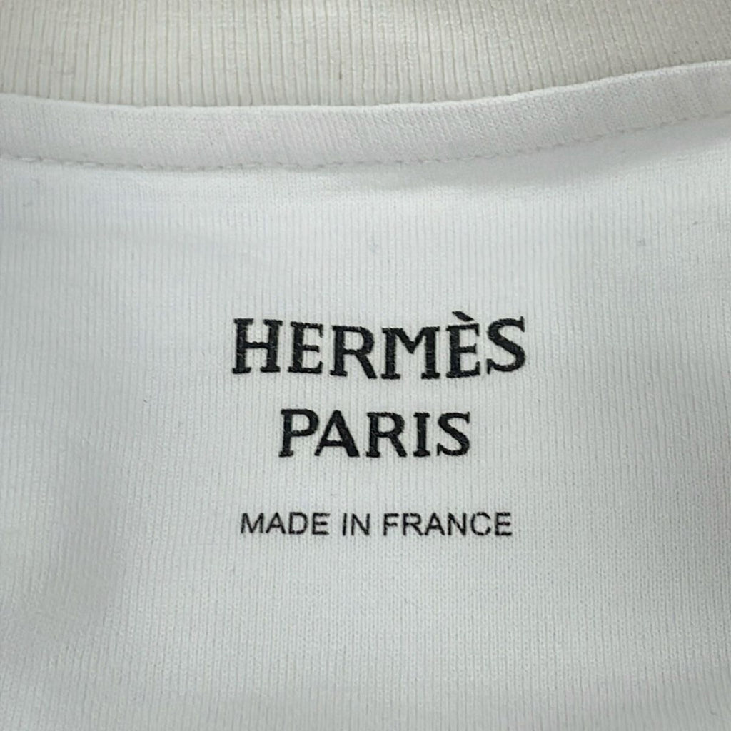 Hermes Short Sleeve T-Shirt 40 M White Orange Multi Crew Neck Cartouche — view 3