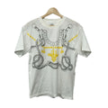 Hermes Short Sleeve T-Shirt 34 S White Dark Gray Yellow Crew Neck Palfuroire