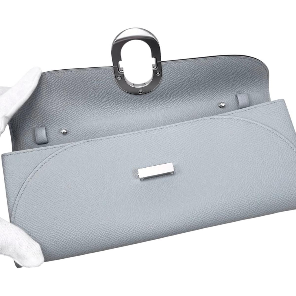 Hermes Shoulder Bag Wallet Maillon Toe Go Veau Epsom Blue Glacier Gray Silver — view 6