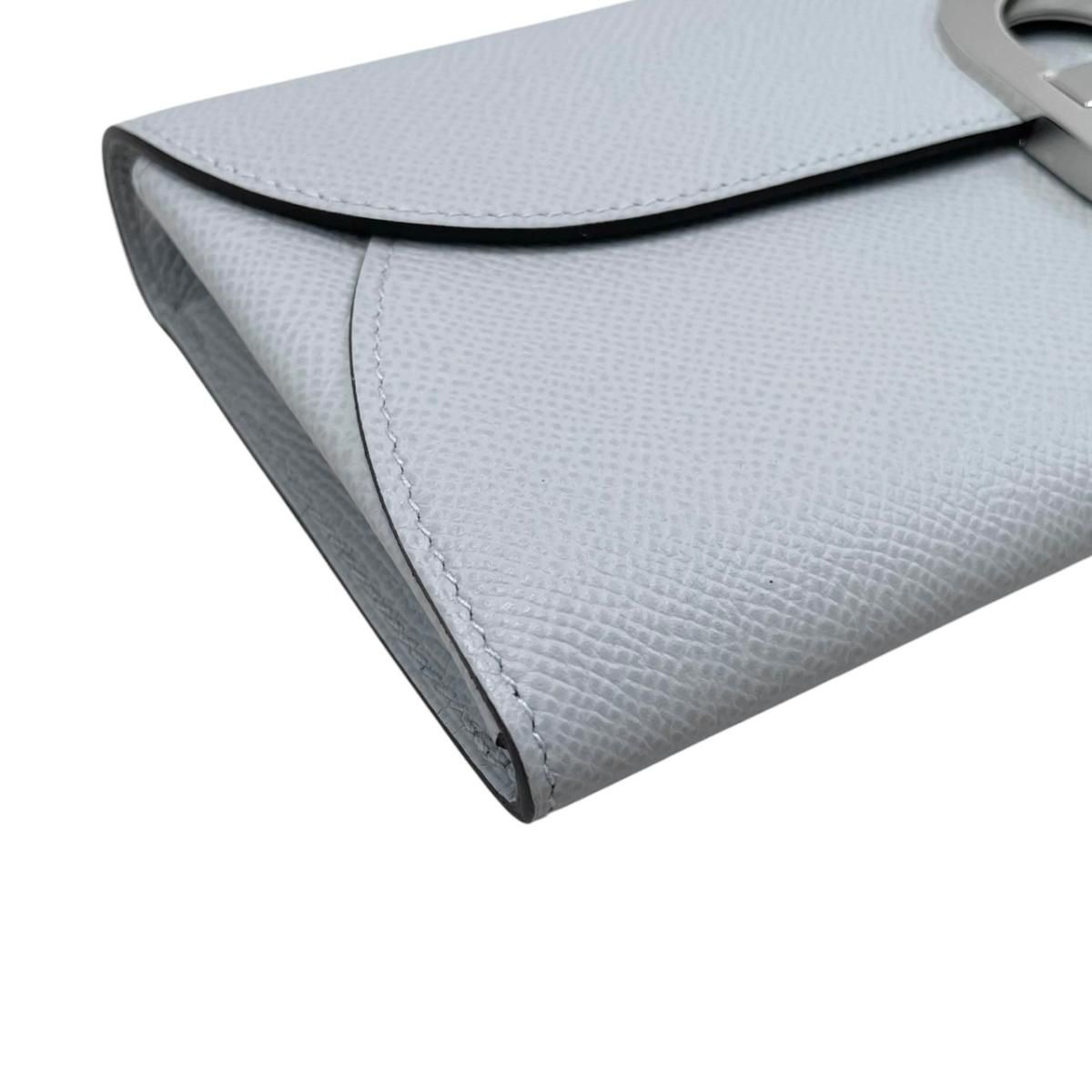 Hermes Shoulder Bag Wallet Maillon Toe Go Veau Epsom Blue Glacier Gray Silver — view 3