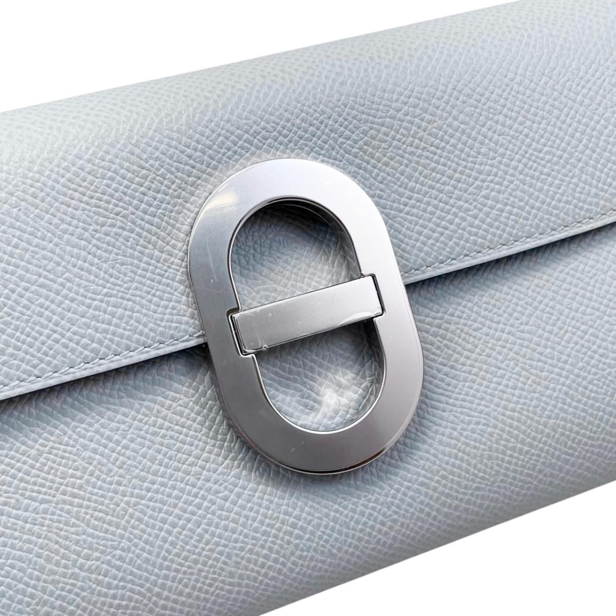 Hermes Shoulder Bag Wallet Maillon Toe Go Veau Epsom Blue Glacier Gray Silver — view 5