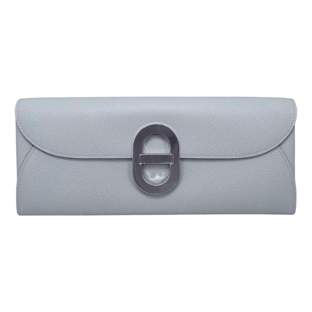 Hermes Shoulder Bag Wallet Maillon Toe Go Veau Epsom Blue Glacier Gray Silver