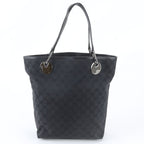 Gucci GG Canvas Leather Tote Shoulder Hand Black