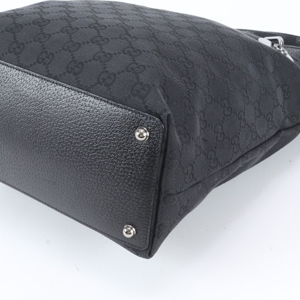 Gucci GG Canvas Leather Tote Shoulder Hand Black — view 4