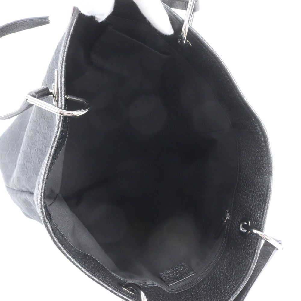 Gucci GG Canvas Leather Tote Shoulder Hand Black — view 7
