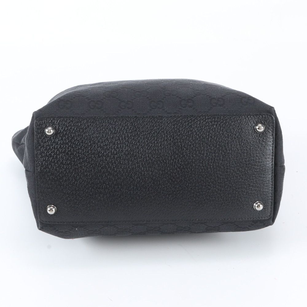 Gucci GG Canvas Leather Tote Shoulder Hand Black — view 6