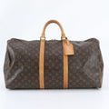 Louis Vuitton Monogram Keepall 55 Leather Boston Bag Tote Carry