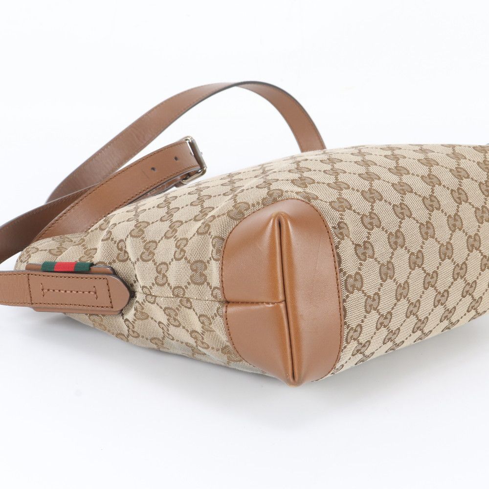 Gucci GG Canvas Leather Shoulder Bag Crossbody Hand Tote — view 5
