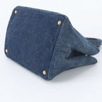 Prada Canapa Denim Blue Tote Shoulder Hand — view 4