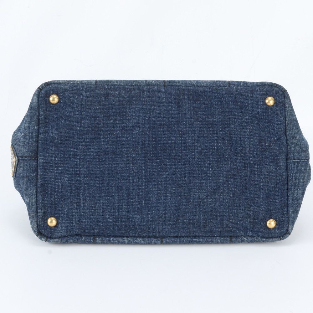Prada Canapa Denim Blue Tote Shoulder Hand — view 6