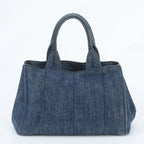 Prada Canapa Denim Blue Tote Shoulder Hand — view 3