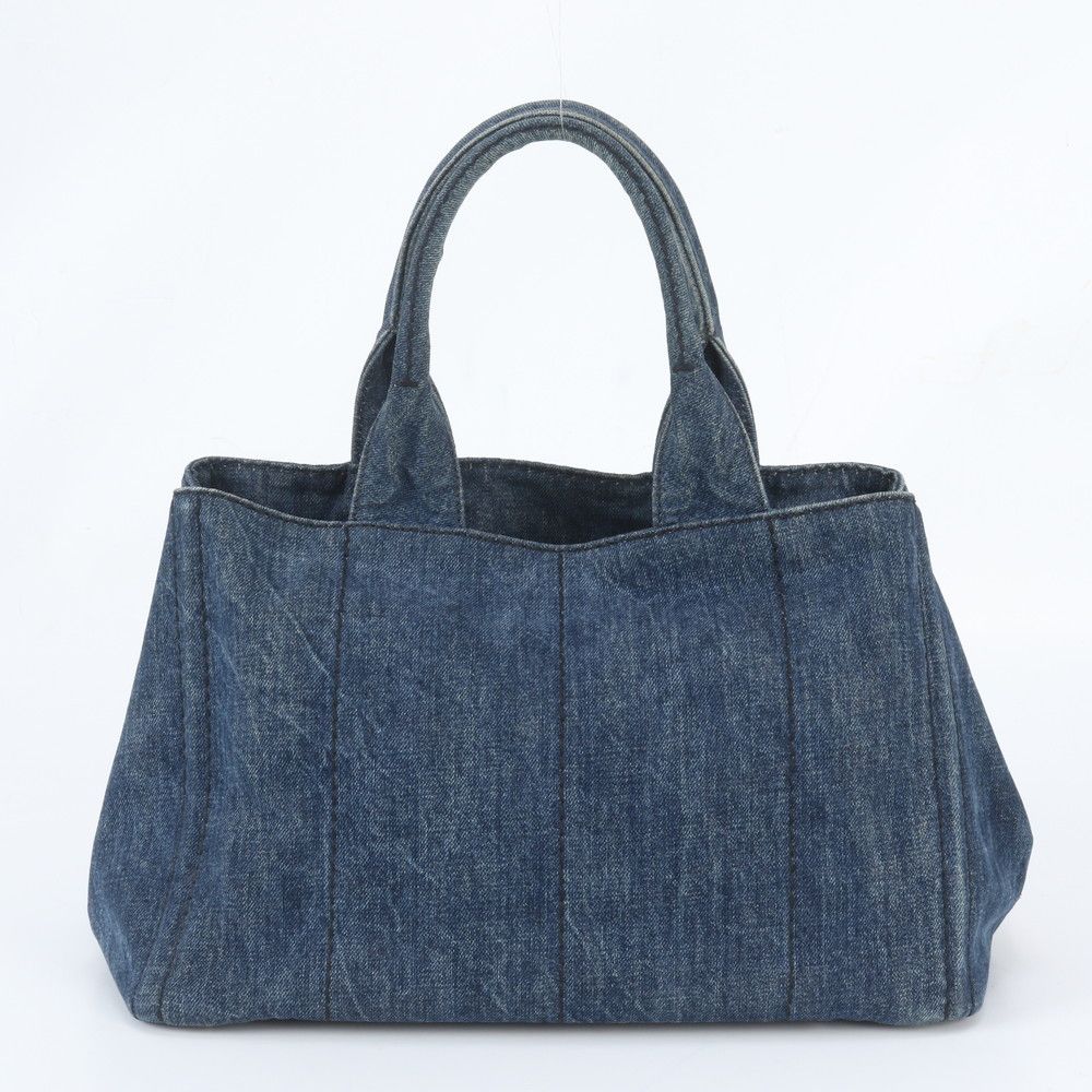 Prada Canapa Denim Blue Tote Shoulder Hand — view 3