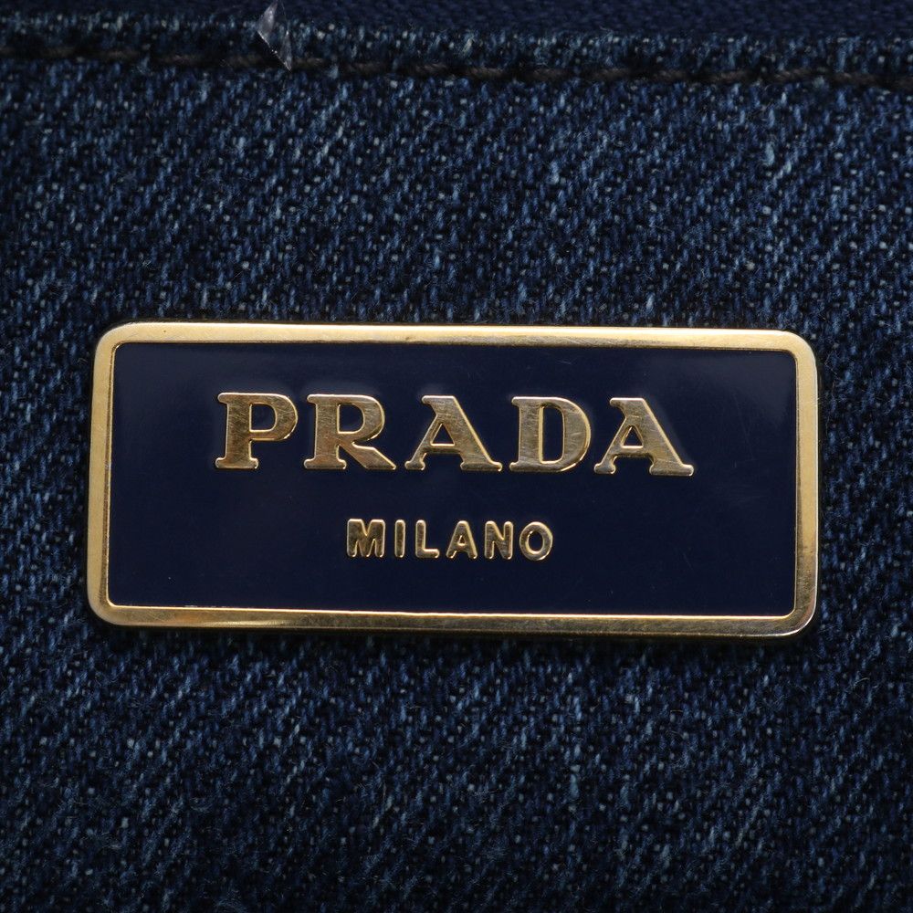 Prada Canapa Denim Blue Tote Shoulder Hand — view 8