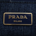 Prada Canapa Denim Blue Tote Shoulder Hand — view 8