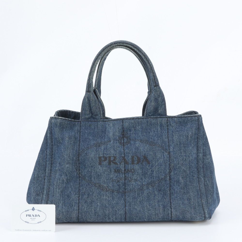 Prada Canapa Denim Blue Tote Shoulder Hand
