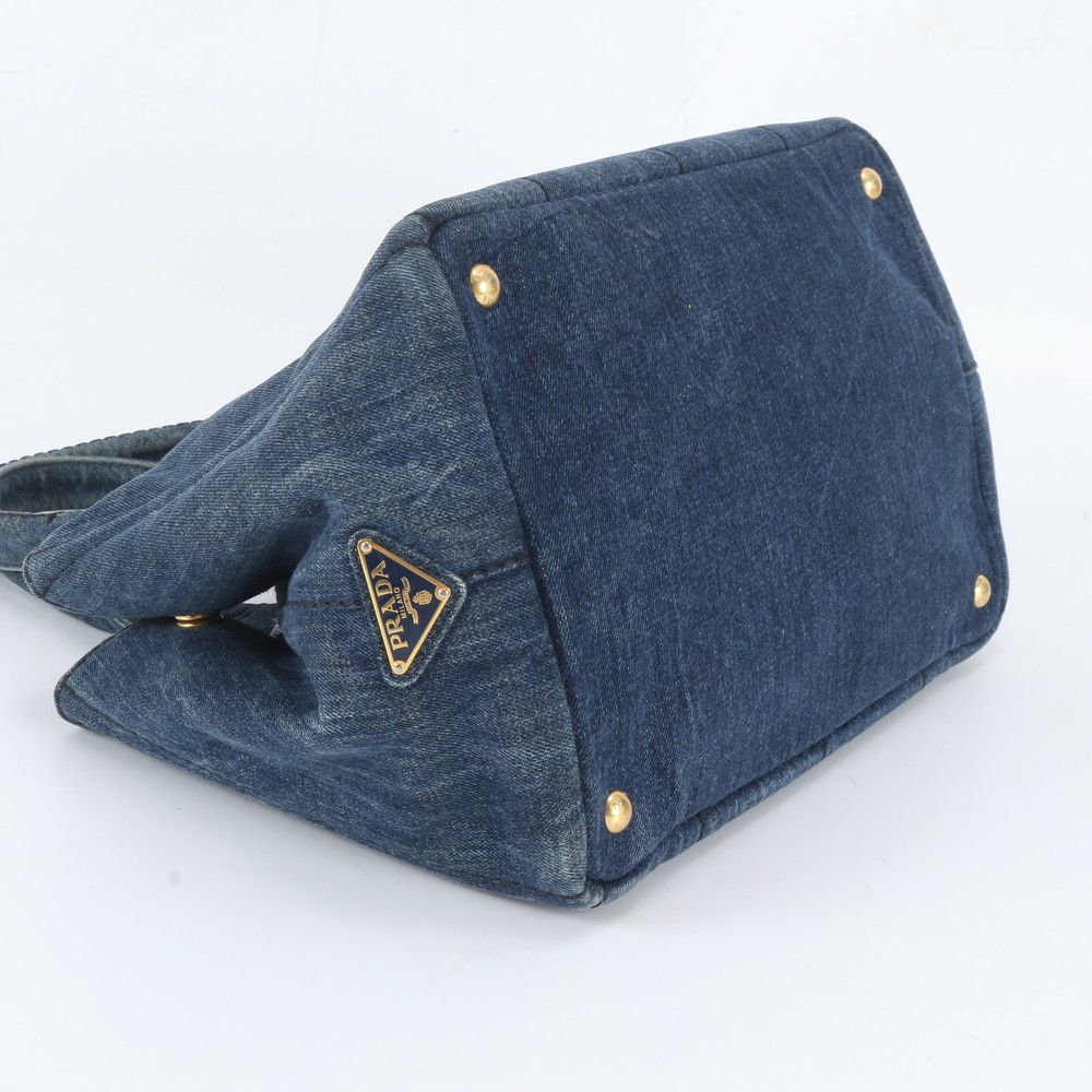 Prada Canapa Denim Blue Tote Shoulder Hand — view 5