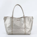 Gucci GG Supreme Leather Tote Shoulder Hand Silver