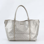 Gucci GG Supreme Leather Tote Shoulder Hand Silver
