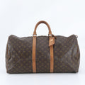 Louis Vuitton Monogram Keepall 55 Leather Boston Bag Tote Carry
