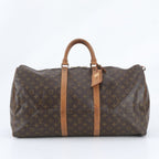 Louis Vuitton Monogram Keepall 55 Leather Boston Bag Tote Carry