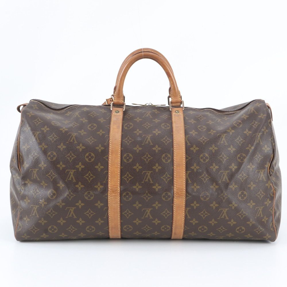 Louis Vuitton Monogram Keepall 55 Leather Boston Bag Tote Carry — view 3