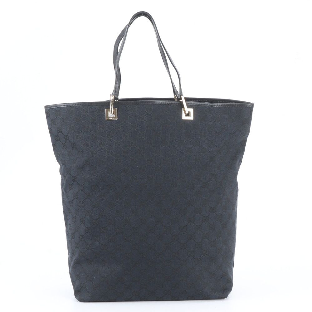 Gucci GG Canvas 002 Leather Tote Shoulder Hand Black