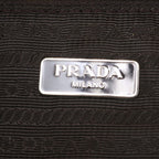 Prada Tessuto Nylon Stripe Triangle Logo Leather Tote Shoulder — view 8
