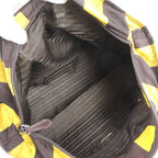 Prada Tessuto Nylon Stripe Triangle Logo Leather Tote Shoulder — view 7