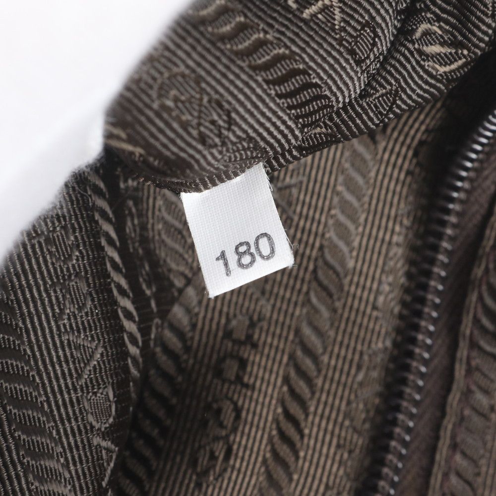 Prada Tessuto Nylon Stripe Triangle Logo Leather Tote Shoulder — view 9