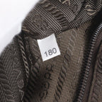 Prada Tessuto Nylon Stripe Triangle Logo Leather Tote Shoulder — view 9